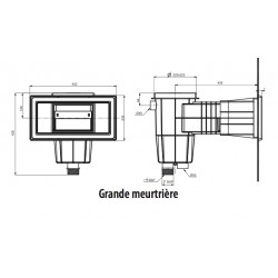 Skimmer Standard 15 litres grande meurtrière métrique blanc