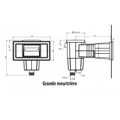 Skimmer Standard 15 litres grande meurtrière métrique blanc