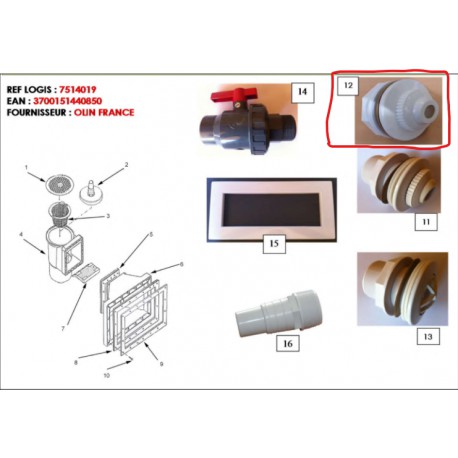 Buse de refoulement pour skimmer, bouches large et étroite ( 12 ) 