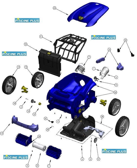 eclaté du robot piscine zodiac vortex 3